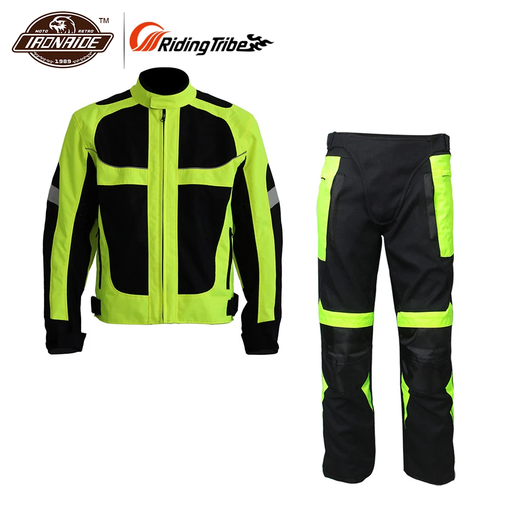 

Riding Tribe Breathable Summer Motorcycle Protective Jacket +Hip Protector Pants Kits Motorcycle Racing Suits Jacket & pants