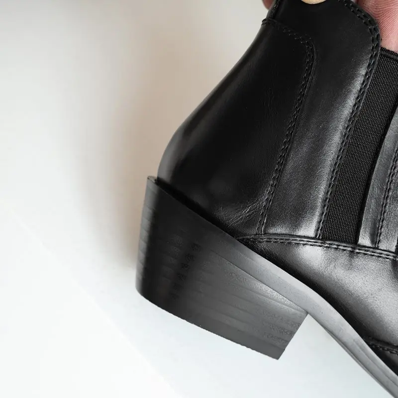 ALLBITEFO/Модные ботильоны из натуральной кожи на толстом каблуке в стиле ретро; Высококачественная женская обувь на высоком каблуке; женские ботинки для девочек; женские ботинки