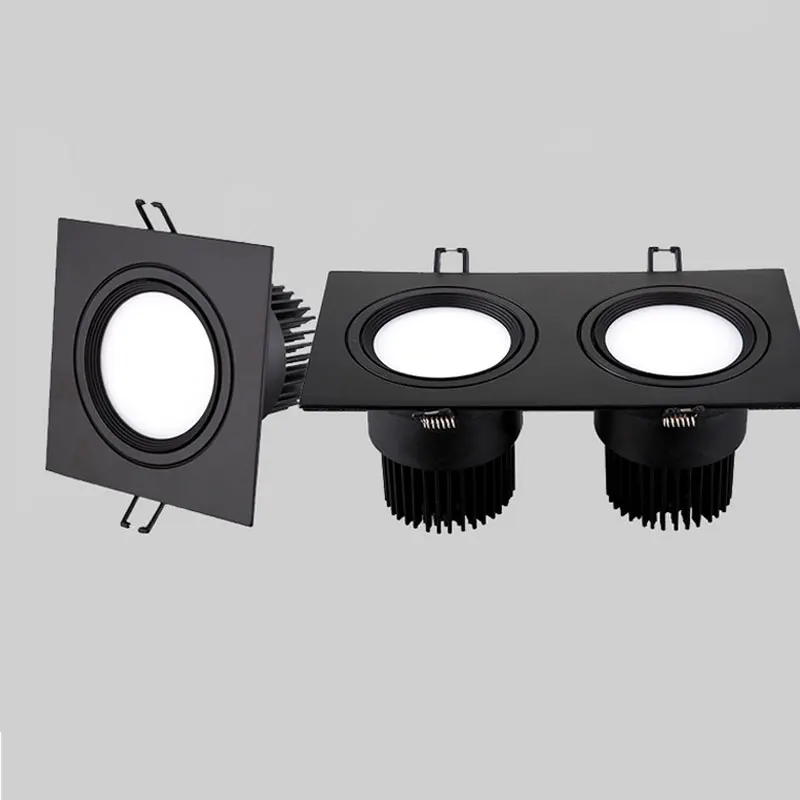 

Bright Recessed Double LED Dimmable Square Downlight COB LED Spot light 10W 14W 20W decoration Ceiling Lamp AC 110V 220V