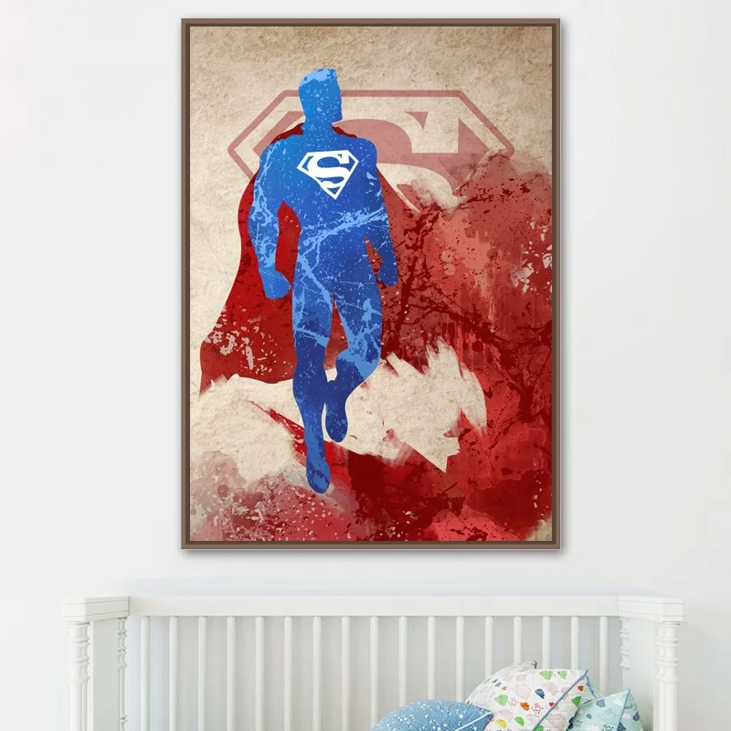 

Watercolor Superhero Superman Nordic Posters And Prints Wall Art Canvas Painting Cartoon Wall Pictures Kids Room Bedroom Decor