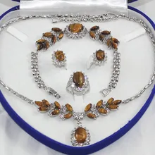 Благородство кварцевый кристалл элегантный женский модный набор кидает ожерелье с кристаллом зеленого цвета браслет серьги кольцо+ коробка