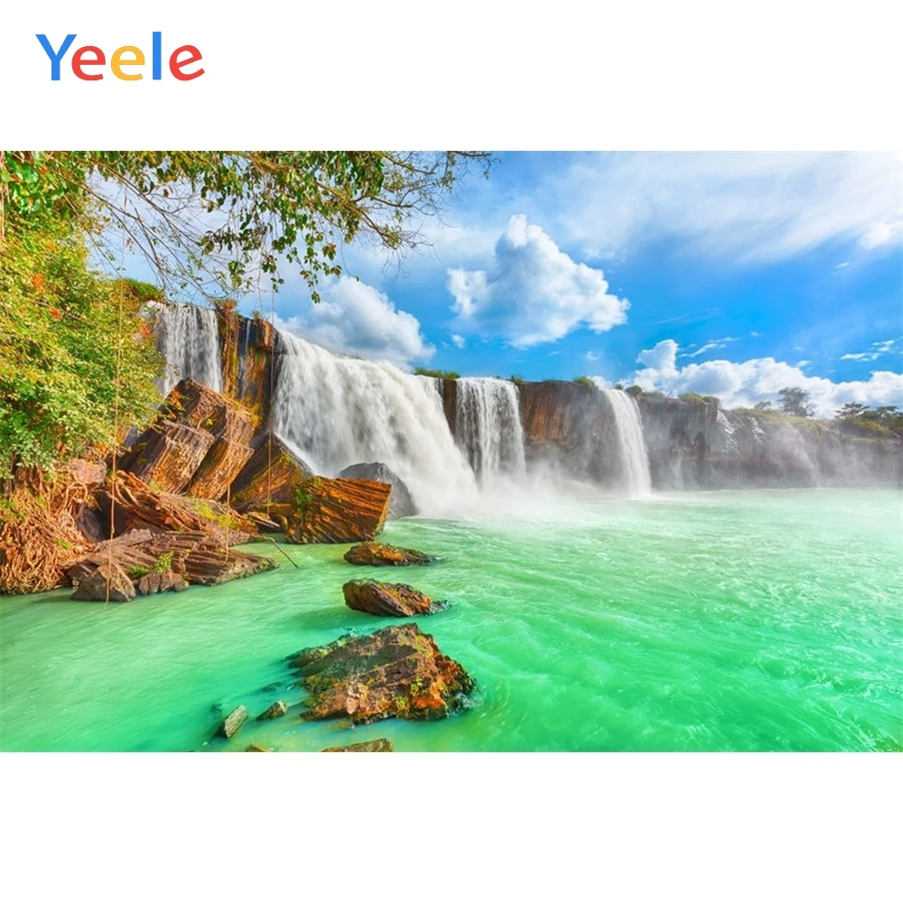

Yeele Waterfall Stone Tree Sky Photography Backgrounds Baby Photocall Custom Vinyl Photographic Backdrops For Photo Studio