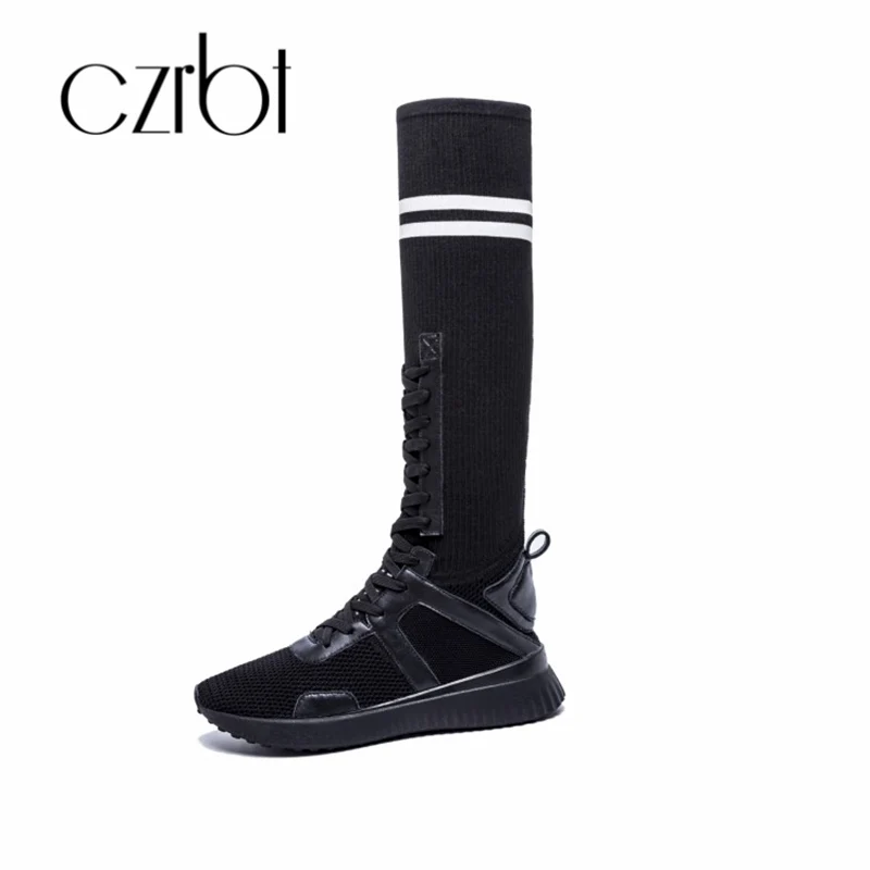 

czrbt 2018 autumn explosions shoes female Korean version of elastic socks shoes breathable high boots