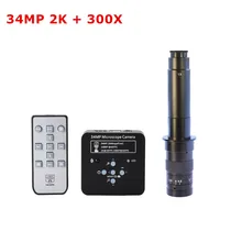 34MP 2K 60FPS HDMI USB Industrial Digital Video Soldering Microscope Camera Magnifier with 100X 180X 200X 300X C-mount Zoom Lens 13mp hdmi vga outputs industry microscope camera 8x 100x magnification adjustable zoom c mount lens glass