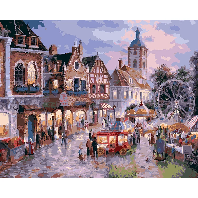 

Town 1874.40x50cm,Painting By Numbers,DIY,wall Art,Living Room Decoration,Scenery,Figure,Animal,Flower,Cartoon
