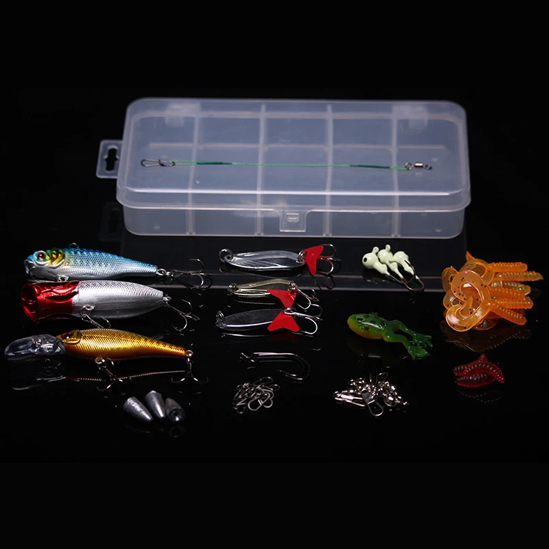 

Fishing Lure Set Minnow Hard Soft Lure Jigging Jig Hooks Crank Fishhooks Worms Softbait fishing frog Anti-bite Line Kit Pesca