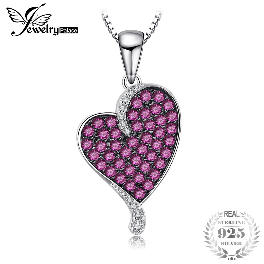 JewelryPalace Fashion 0.88ct Created Ruby Heart Necklaces & Pendants