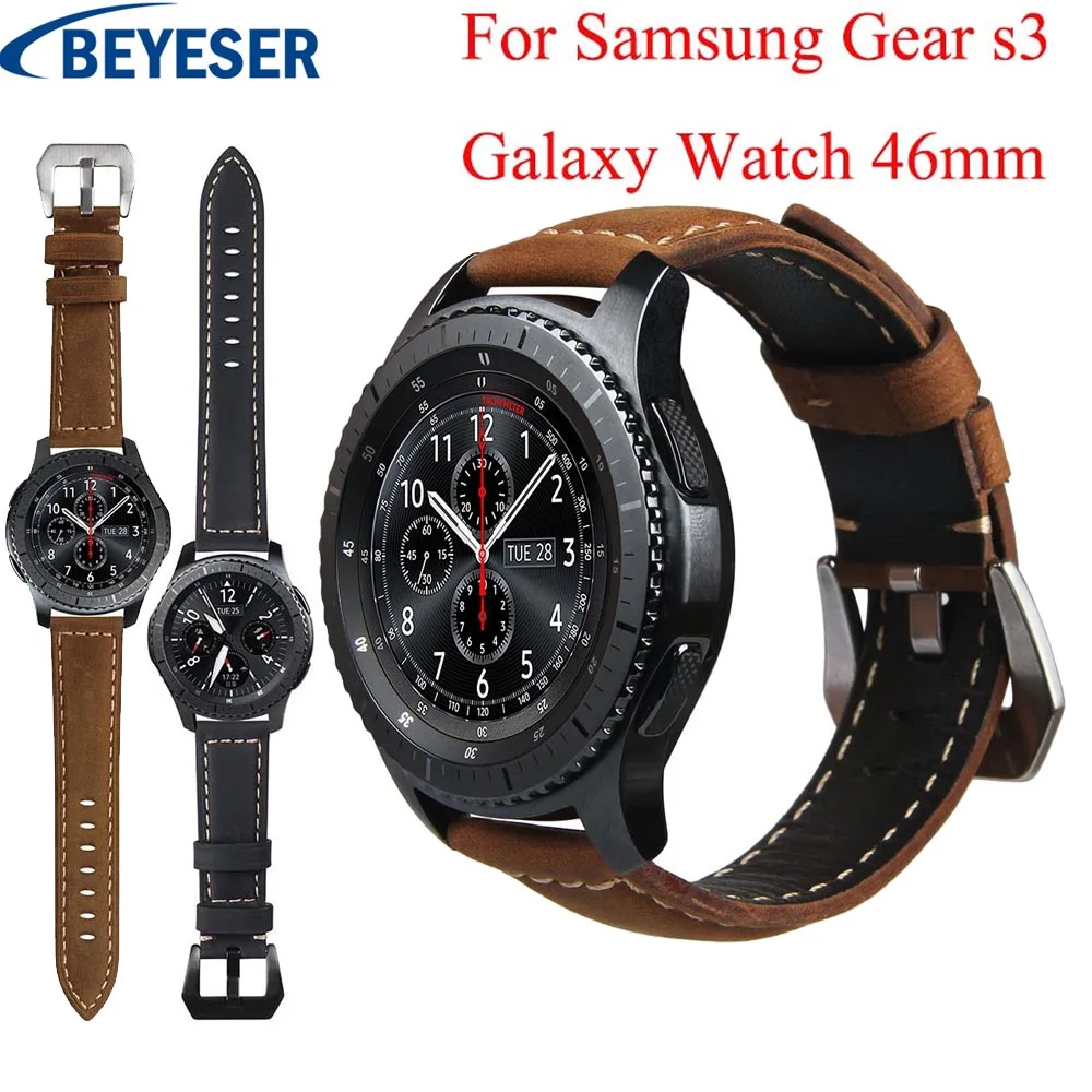 Ремешок кожаный для Samsung Galaxy Watch 46 мм сменный Браслет Gear s3 Classic/ Frontier|Ремешки часов|