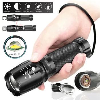 

2018 X800 T6 LED Zoom Flashlight Tactical Torch Zoom Lamp Super Light Shadowhawk Safety & Survival Z1023