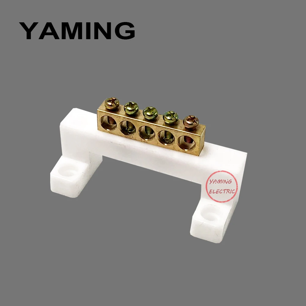

5 Position Copper White Bridge Design Zero Line Grounding Strip Terminal Block Connector for Distribution cabinet P376