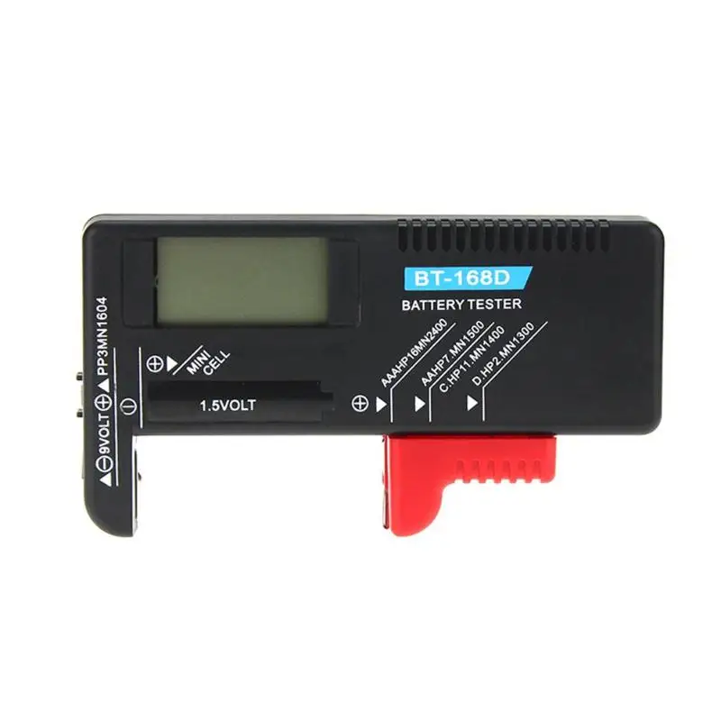 BT168D умный ЖК-цифровой тестер батареи, электронный измеритель мощности батареи для 9 В, 1,5 в, AA, AAA, ячеек, C, D, инструмент для измерения заряда батареи
