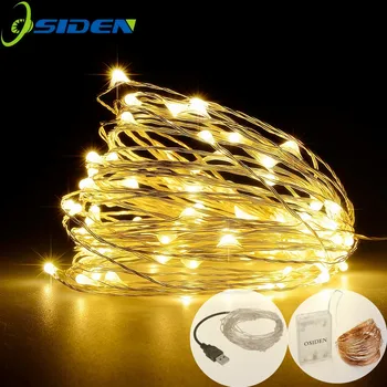 

LED Strip 2-10m 20-100 Led Fairy Light String Outdoor Garland Christmas Wedding Party Decoration Battery Operated silver Copper