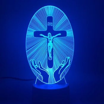 

Christianity Led Night Light Office Jesus Station of Religion The Cross Visualization Crucifix Bible Colorful Christians 3d Lamp