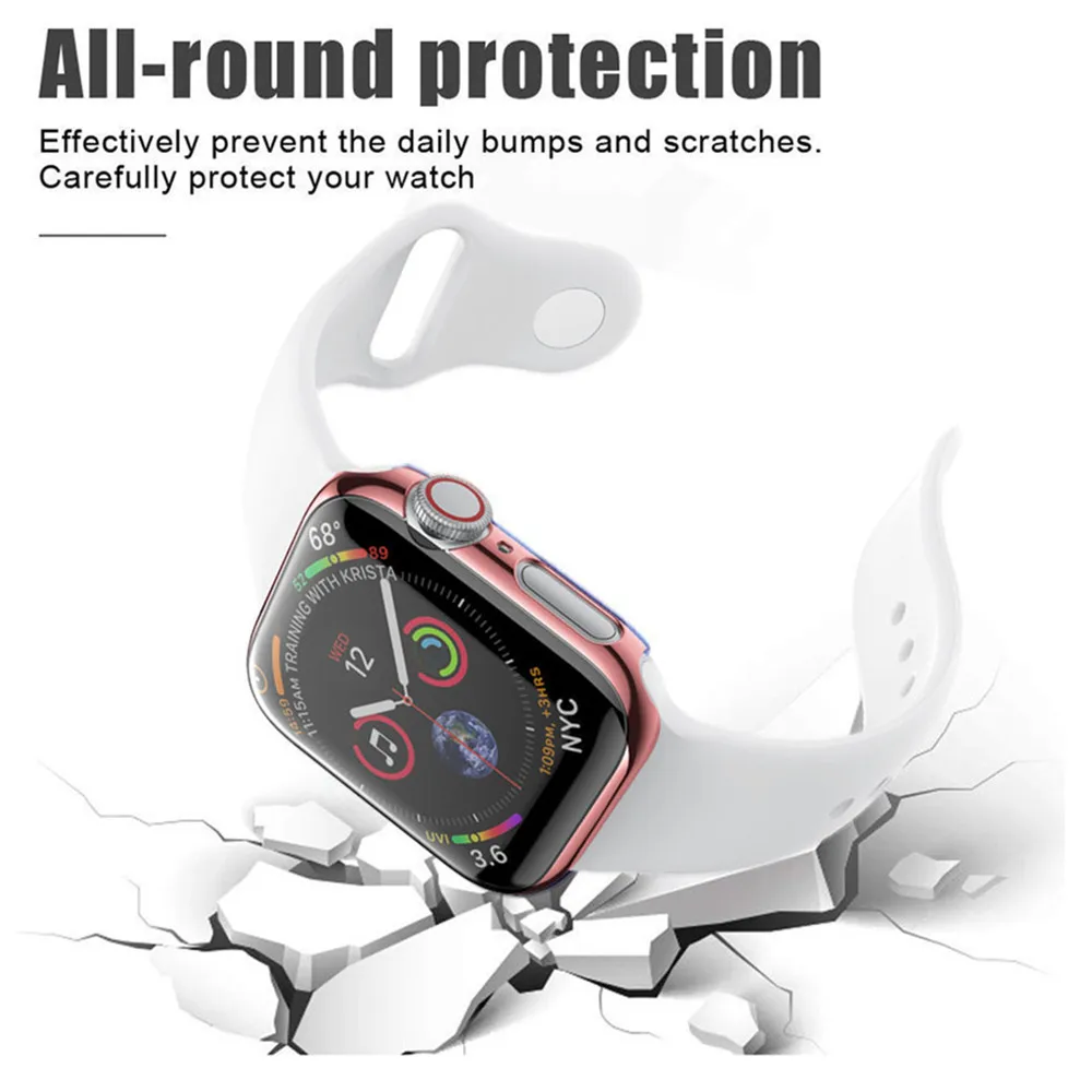 Чехол для Apple Watch чехол 44 мм 40 iWatch 42 38 аксессуары с покрытием бампер Защита экрана