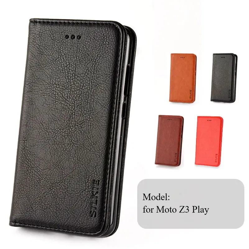 SILKIE Classic flip leather wallet case cover for Moto Z3