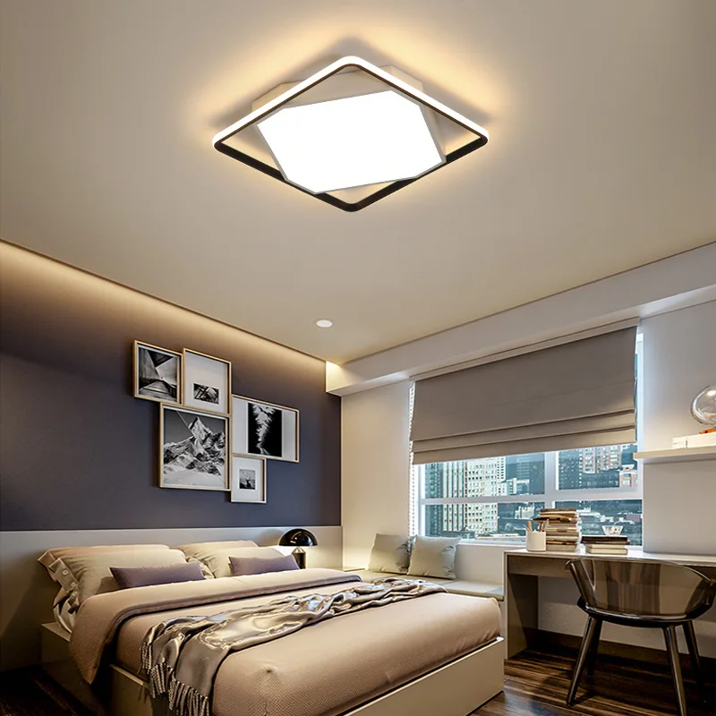

Ultrathin Square art LED Ceiling Lamps Creative Iron frame acrylic Lampshade Ceiling Lights for Living Room Bedroom Indoor Foyer