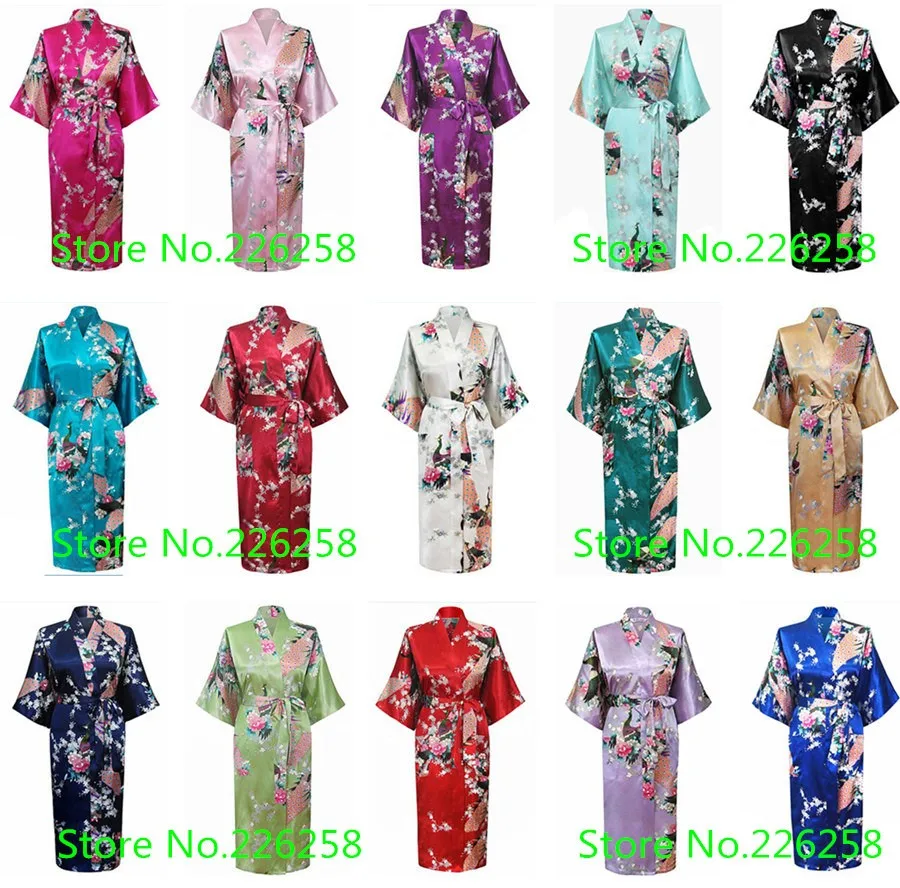 Брендовое Новое темно-зеленое Ночное платье из искусственного шелка Mujeres Vestido, китайское женское кимоно, банный халат Yukata, Размеры S M L XL XXL XXXL S0035