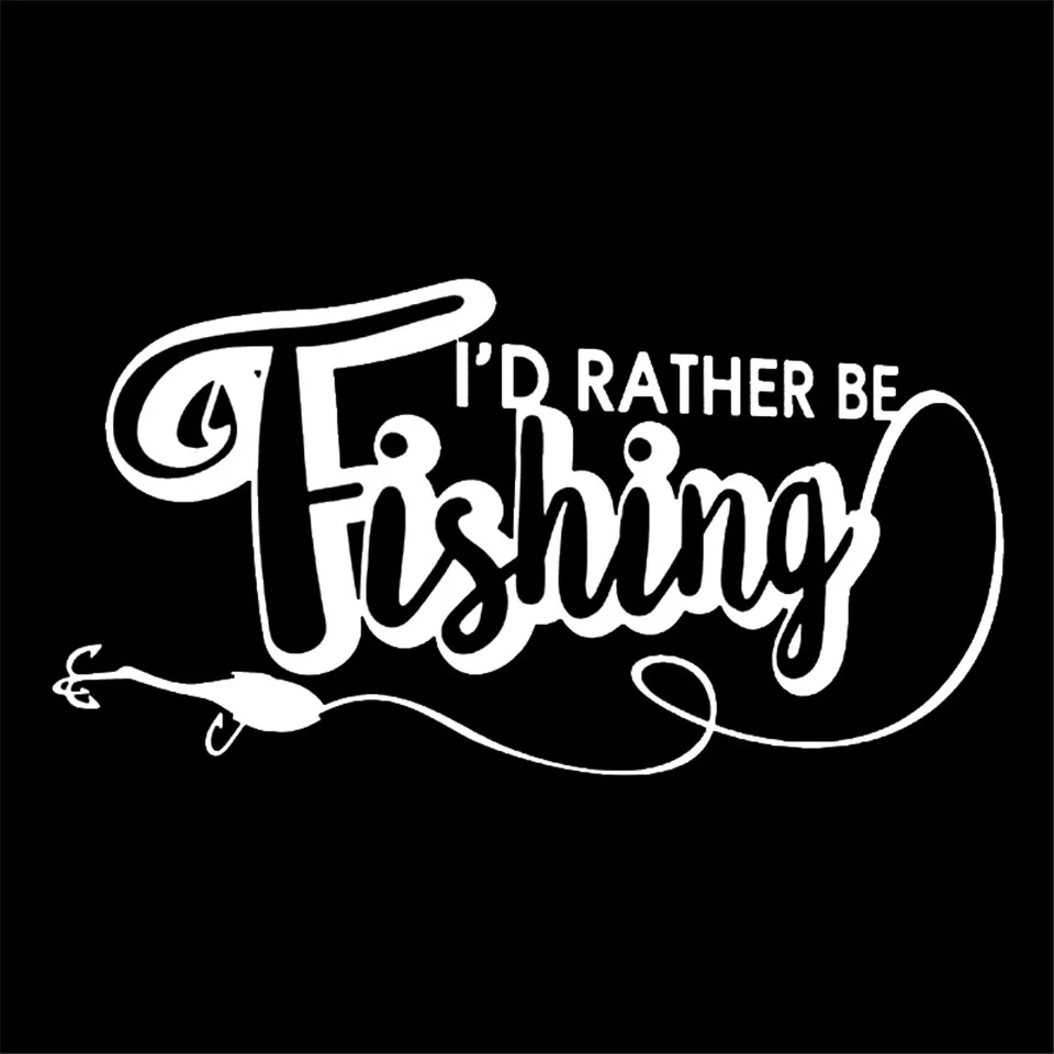 15.1cm7.9cm I'd Rather Be Fishing Vinyl Stickers Decals Car Styling BlackSilverLaser (1)