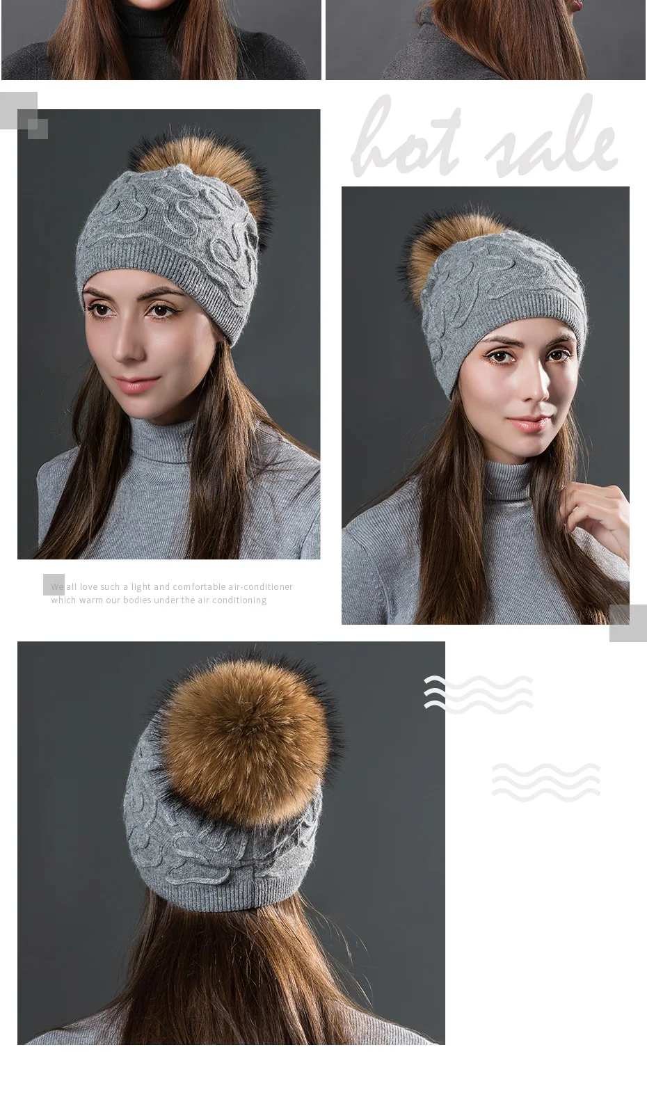 CNTANG 2018 Модные Серебристые грубая нить зимняя шапка помпоном енот Шапки из натурального меха шапочки Для женщин вязаная теплая шерсть шапки