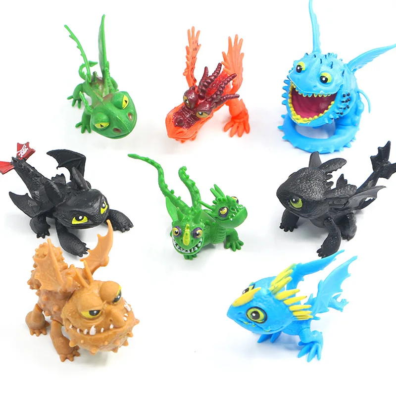 

8pcs/lot How To Train Your Dragon 2 figure Night Fury Toothless Dragon Action Figures Kids Toys gift for boy