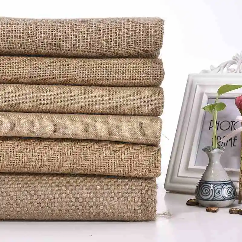 1 Yard Natural Jute Linen Fabric,Tissus Fabric for Photograph
