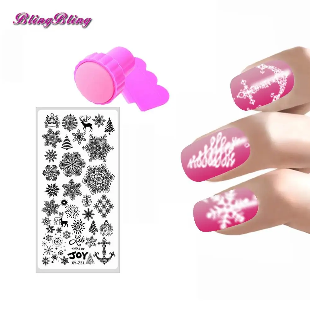 2017 Snowflake Stamping Nail Christmas Stamp Plate Xmas Nail Stencil Snowman Nail Art Stamping Image Plate Sraper For Nails in Nail Art Templates from