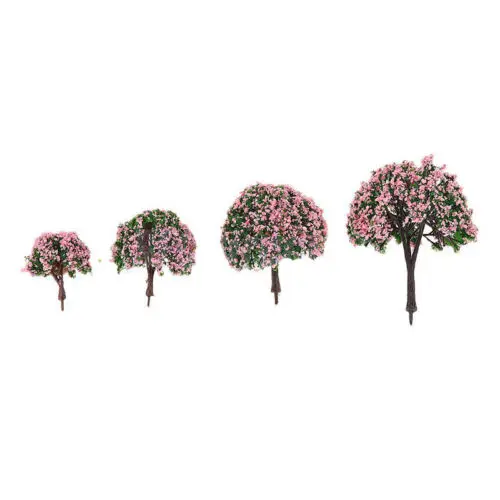 

4 Model Tree Beautiful Flower Tree Train Railway Park Architecture Scenery Decor