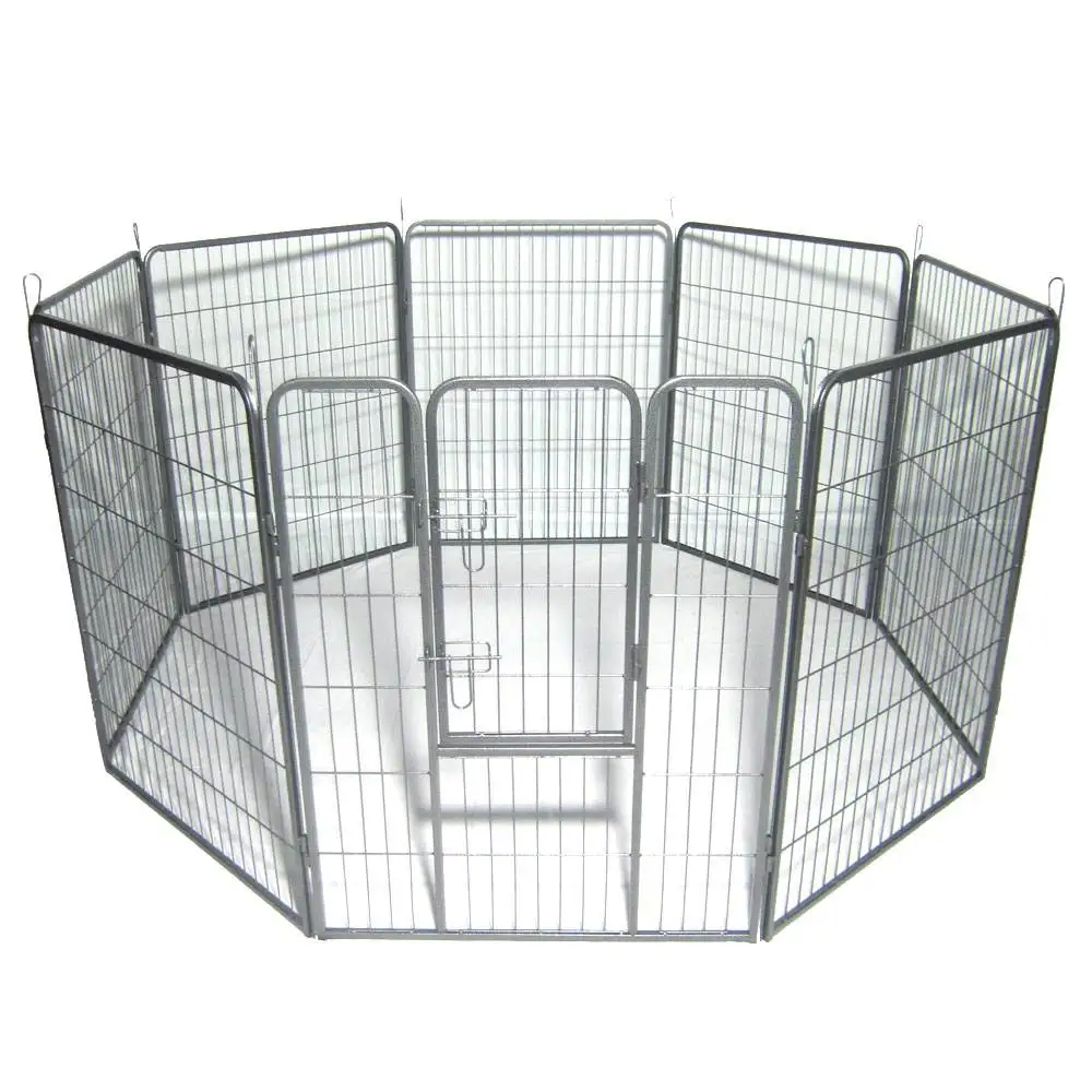 

40" Dog Pet Playpen Heavy Duty Metal Exercise Fence Hammigrid 8 Panel Silver