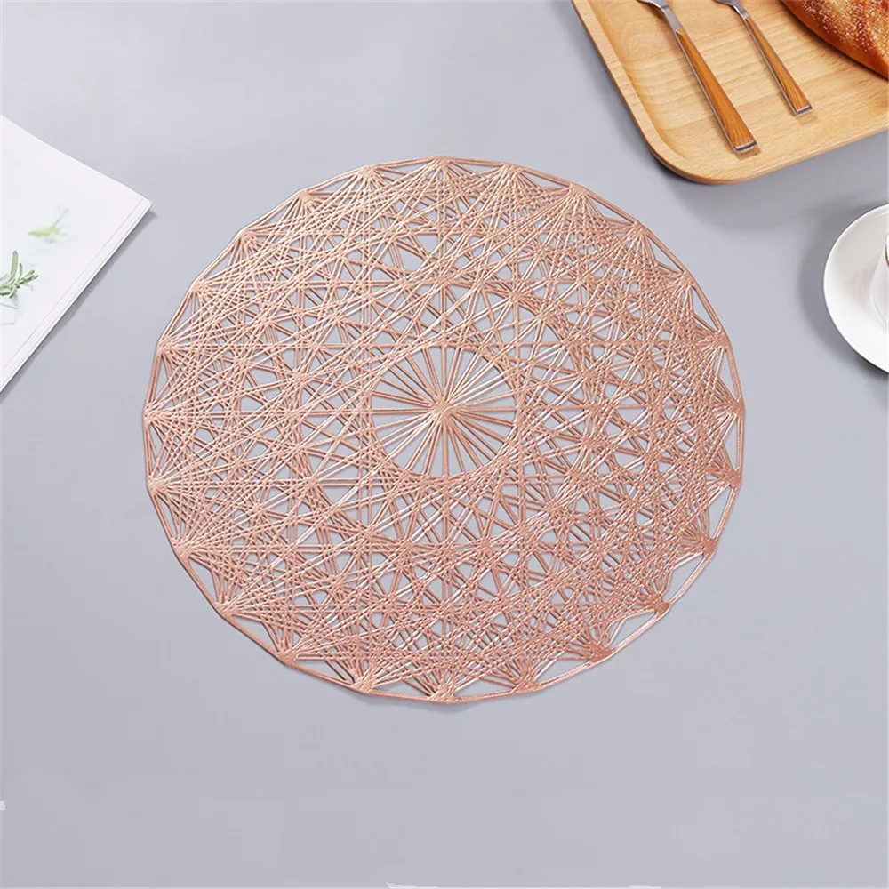 Creative Placemat For Dining Table PVC Hollow Heat-insulated Mats Rose Gold Waterproof Non-slip Coaster Pads Kitchen Appliance