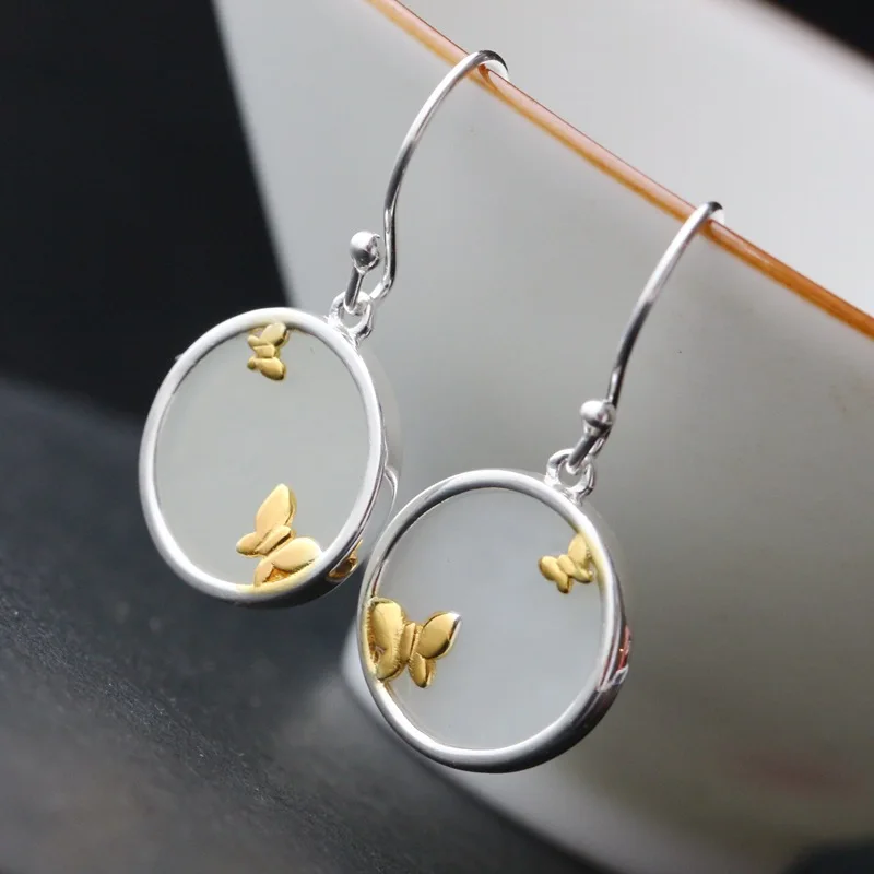

925 sterling silver pendant restoring ancient ways Manually set the natural hetian female silver earrings