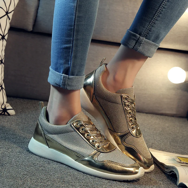 Tamaño 36 41 mujeres oro Casual Zapatillas Deportivas 2016 para mujer  Silver Lace Up de malla transpirable ligero zapatos de las cuñas|canvas  sneakers women|canvas painting wall artcanvas high heel sneakers -  AliExpress