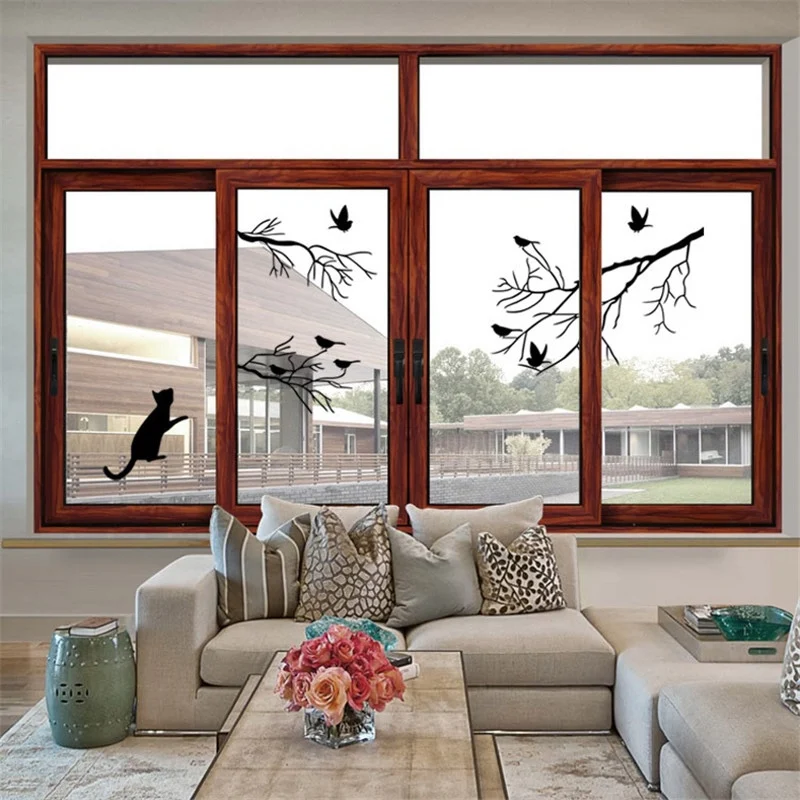 artistic tree birds cat wall sticker 6