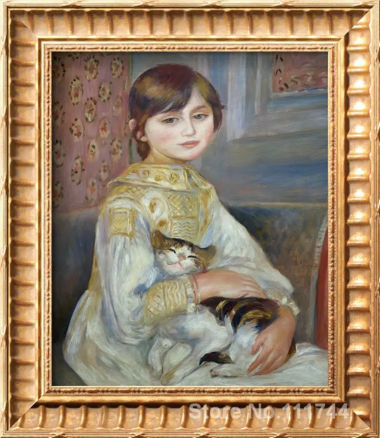 Картины современного искусства Портрет Джули манет или маленькая девочка с кошкой ручная роспись Пьер Август Ренуар высокого качества