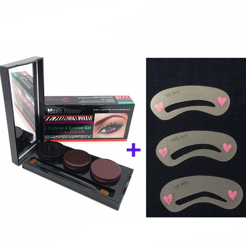 

Eyebrow Enhancer Professional Eye Brow+ Eyebrow Stencils Makeup 3 Color Summer Eyebrow Powder Eyeliner Make Up Palette Set Kit