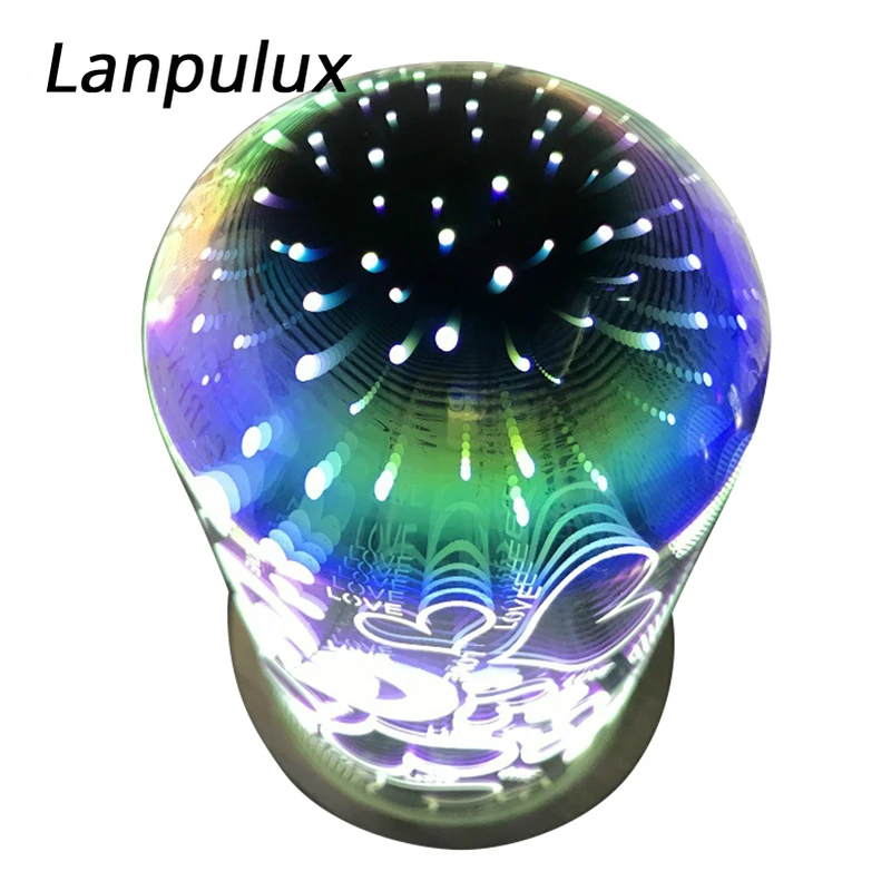 Lanpulux фейерверк стеклянный ночник Волшебная Красочная 3D Звезда Любовь