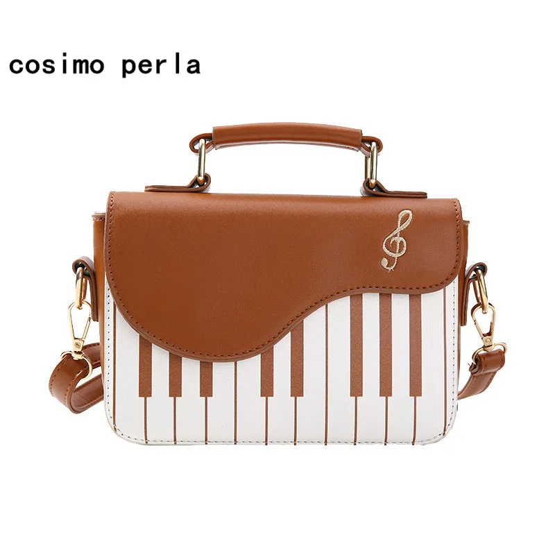 Sweet Lovely Piano Design Handbags Music Score Embroidery Flap Mini