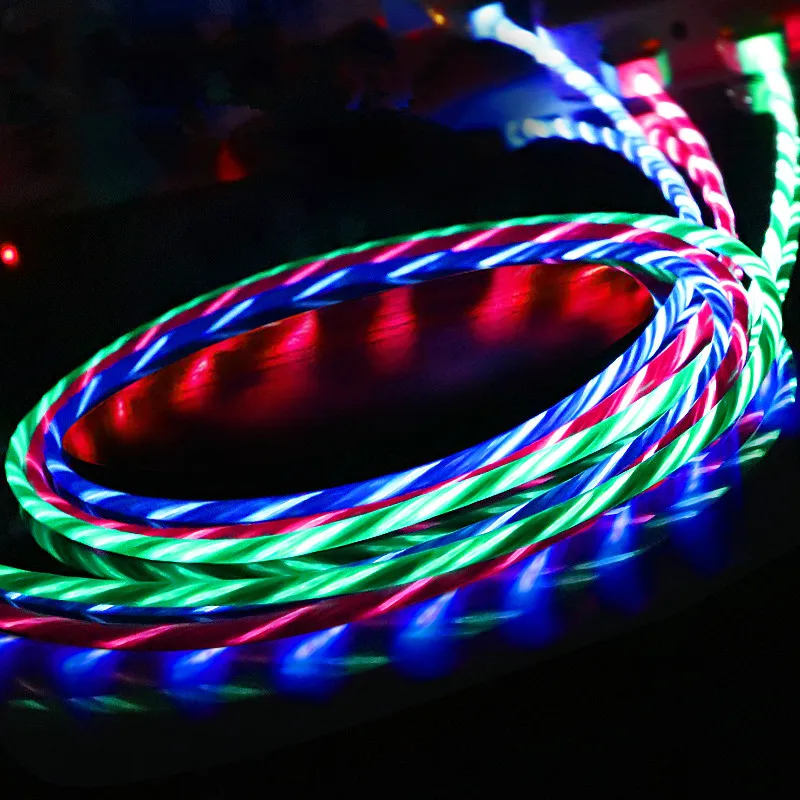 

1m Cable LED USB flash Mirco Cable for Android phone Type-C Cable for Samsung Xiaomi Redmi Lightning Cable for iPhoneX 7