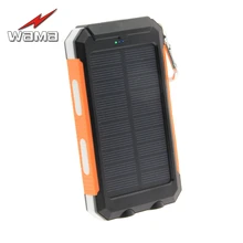 1x Wama Solar Panel Charger dual-USB Waterproof Power Bank 8000mAh Outdoors Compass External Portable LED Light