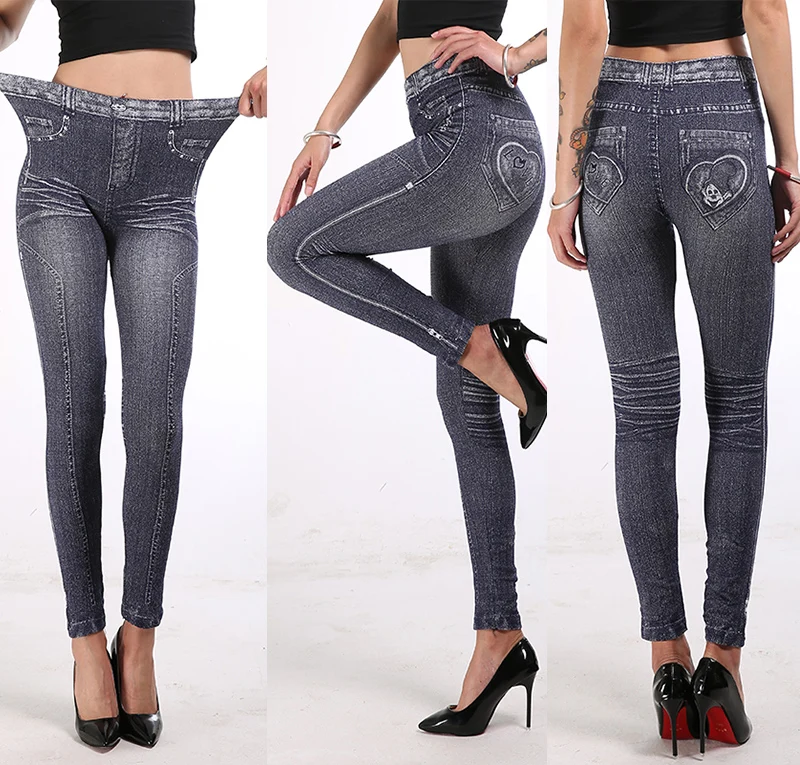 Лидер продаж, джинсы для Для женщин джинсовые штаны Новые Карманы с принтом пуш-ап боди узкие леггинсы с ковбойской имитацией Фитнес размера плюс леггинсы