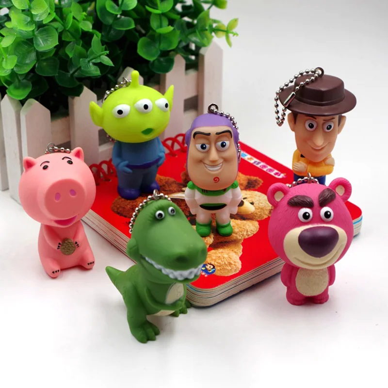 

New Anime Toy Story Action Figure Toy Keychain Woody Buzz Lightyear Collectible Model Accessories pendant Cake Decoration