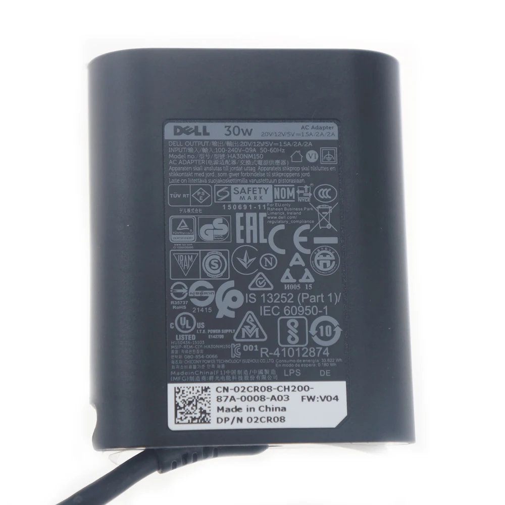 A Original 30 Вт USB Type C AC адаптер для ноутбука DELL XPS 12 9250 Latitude 7275 Venue 8 Pro 5855 зарядное
