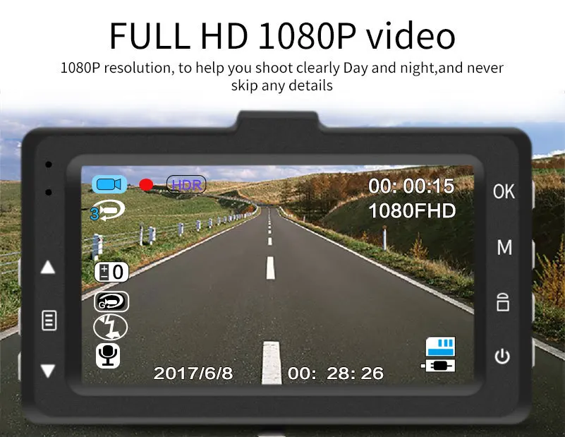 " Автомобильный видеорегистратор, камера для автомобиля, Full HD 1080P DVR, 170 градусов, широкий угол обзора, Автомобильный видеорегистратор, приборная панель, камера с ночным видением