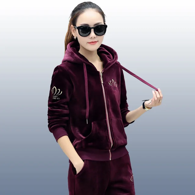 Cheap Women Sports Suit Tracksuit Spring Autumn Velvet Jacket Zip Up Sweater Hoodies+pants Runing Jogging Casual Set Sportswear 2pcs Cheap Women Sports Suit Tracksuit Spring Autumn Velvet Jacket Zip Up Sweater Hoodies+pants Runing Jogging Casual Set Sportswear 2pcs