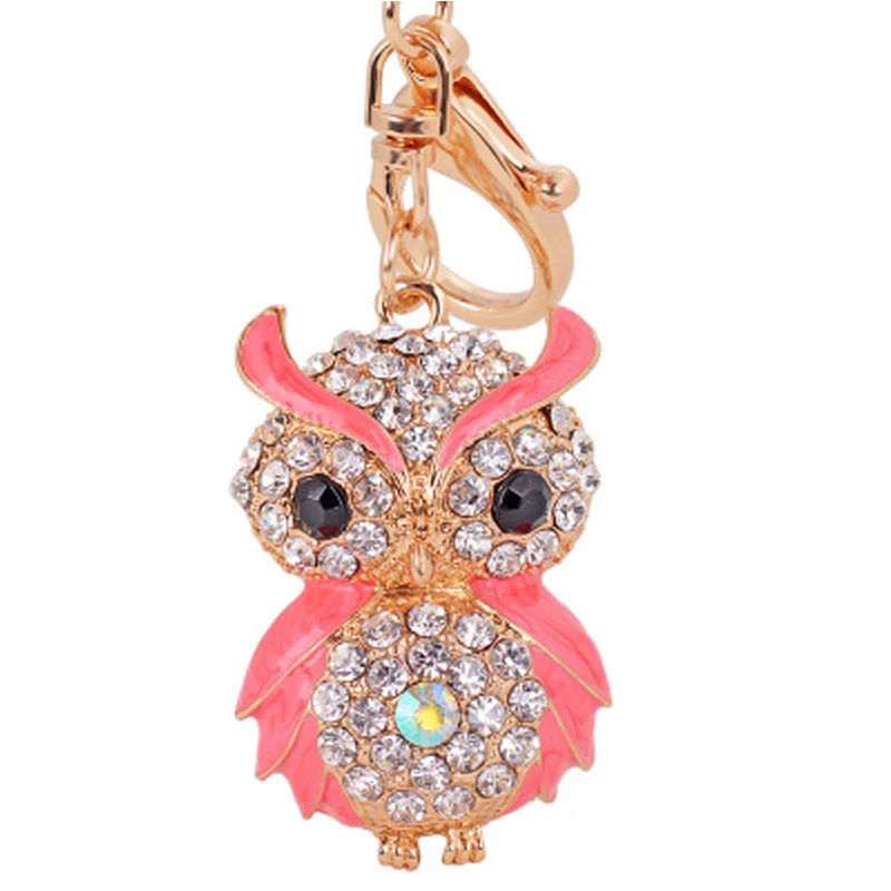 1PC Lovely Owl Keychain Rhinestone Crystal Key Ring Chain Purse Charm