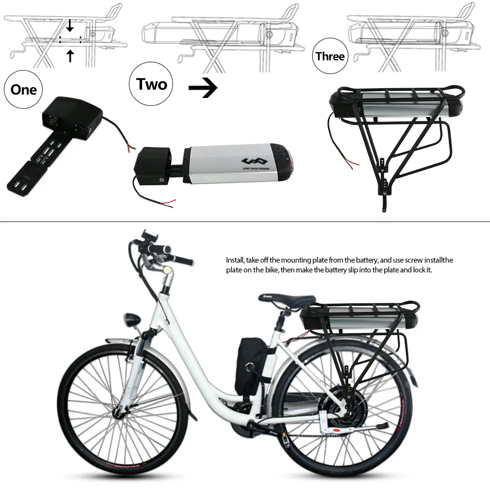 Excellent 36V 13Ah Rear Rack Battery for Bafang BBS01 500W 350W EBike Battery with Tail Light 7