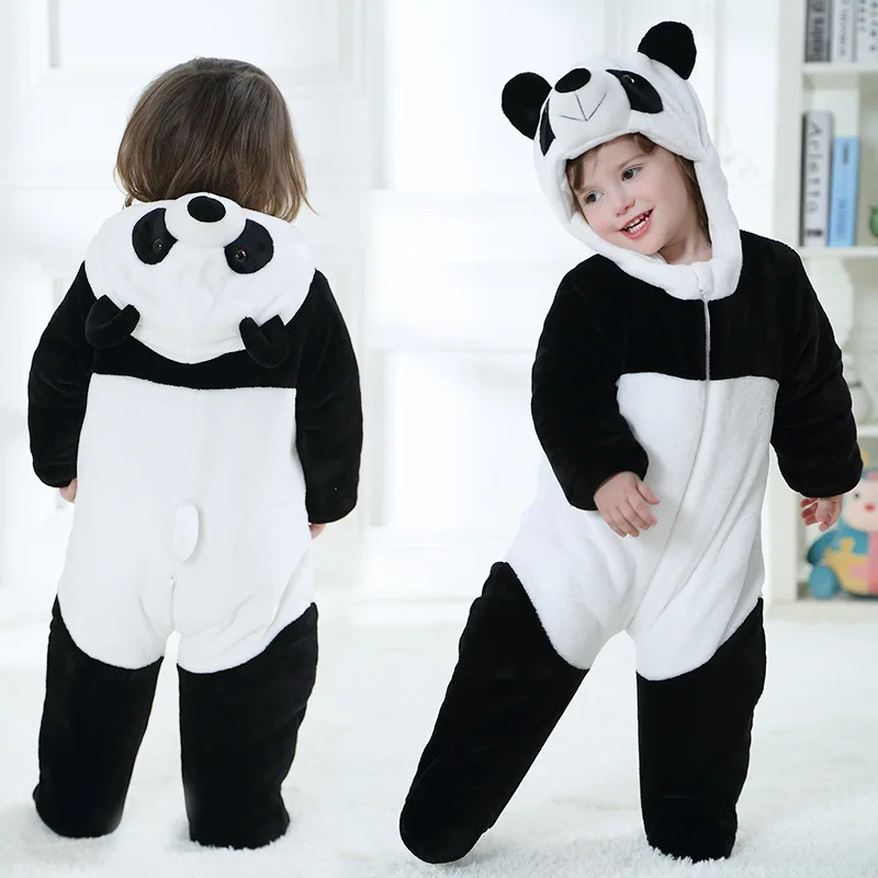 

panda Kigurumi baby Kids Cartoon Animal Cosplay Costume Warm Soft Flannel Fancy Onesie Cute pajamas baby funny cartoon BodySuit