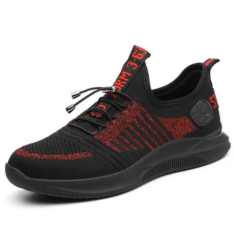 Неразрывная обувь для мужчин и женщин со стальным носком; воздухопроницаемые защитные ботинки с защитой от проколов; рабочие кроссовки; сетчатая дышащая обувь - Цвет: 129 Red shoes