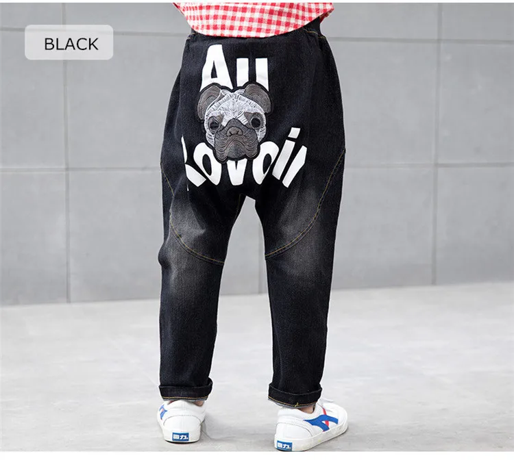 3-12 y boys jeans harem pants fashion kids jeans for boy denim pant cartoon dog print children trousers spring autumn clothes (9)