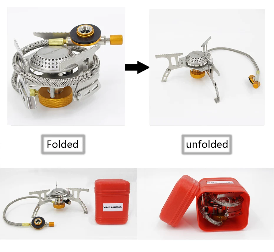 YINGTOUMAN, 3000 Вт, газовая плита для улицы, мини, походная плита, горелка для приготовления пищи, пикника, портативная складная печь, легкая, сплит-горелка