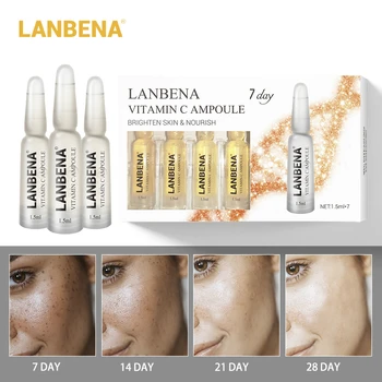 

LANBENA Vitamin C Serum Ampoule Whitening Moisturizing Remover Freckle Speckle Anti-Aging Face Skin Care Serum Nutritious 7pcs